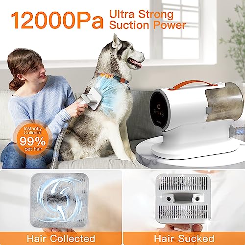 AIRROBO Dog Grooming Vacuum Kit,12000Pa Strong Pet Vacuum for Shedding,Grooming Hai,Quiet,PG100,2L Large Capac - view 3