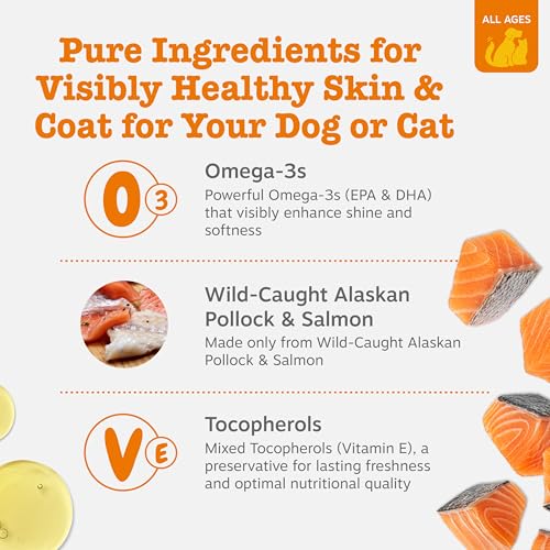 Zesty Paws Wild Alaskan Omega-3 Blend Pollock + Salmon Oil for Dogs and Cats- Skin and Coat Support, Omega 3 S - view 4