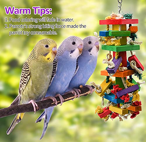 RUBY.Q Large Parrot Toy, 20in Bird Parrot Toy, Multicolored Natural Wooden Bird Chewing Toys for Large Macaws, - view 8