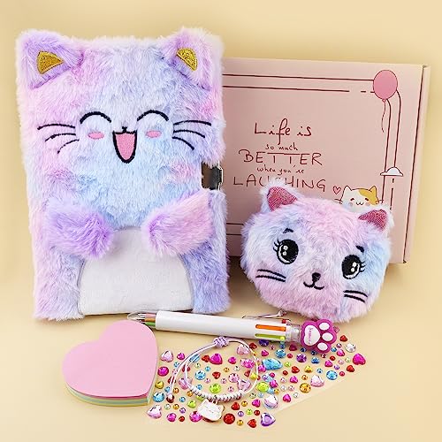 PJDRLLC Cat Diary with Lock, Gift for 6 7 8 Year Old Girl, Secret Diary Journal Notebook with Coin Purse, Mult - view 4