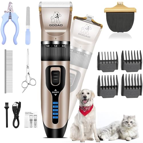 Dog Clippers for Grooming,Dog Grooming Kit for Heavy Thick Hair&Coats/Low Noise Rechargeable Cordless Hair Tri - view 2