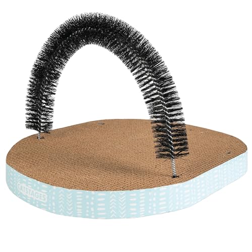 Catstages Scratch & Groom Cat Scratcher with Removable Curved Brush for Self-Grooming Station, Orange - view 2