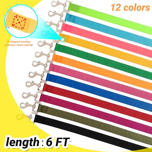 12 Pcs Dog Leashes for Small Medium Large Dogs, 6FT Lead Short Dog Leash with Swivel Hook for Walking, Trainin - view 3
