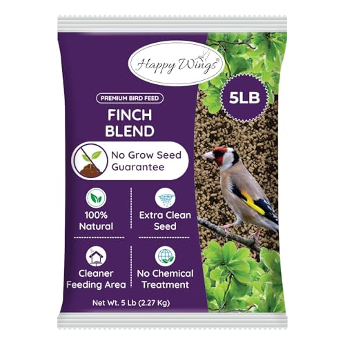 Happy Wings Finch Blend Bird Food - Mix of Sunflower Hearts/Kernels and Nyjer, 5 Pounds - No Grow Seed - For W - view 2