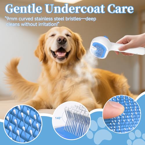 Pet Steam Brush for Dog & Cat - 3-in-1 Steam Grooming Brush for Shedding & Hair Removal - Self Cleaning Spray  - view 6