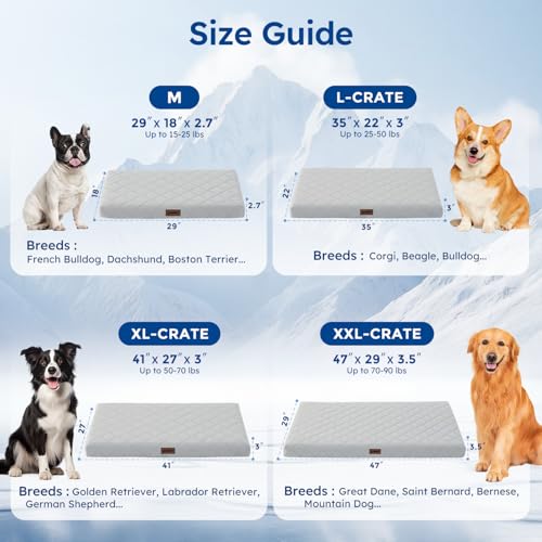 ZOMISIA Cooling Dog Bed for Crate, Q-Max>0.5 Cooling Mat with Removable Washable Cover, Orthopedic Egg Crate F - view 3