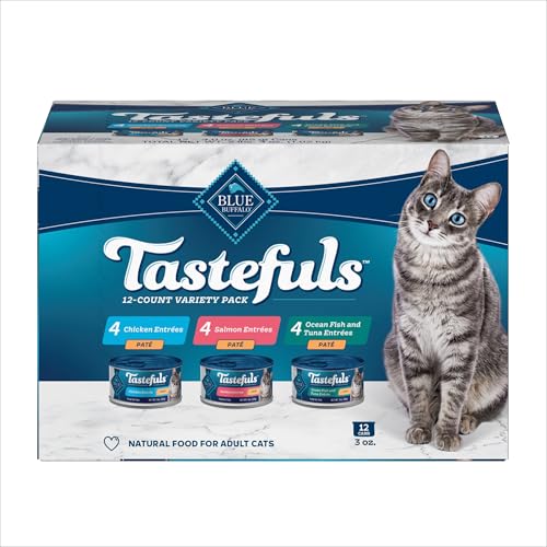 Blue Buffalo Tastefuls Natural Pate Wet Cat Food Variety Pack, Salmon, Chicken, Ocean Fish & Tuna Entrées 3-oz - view 2