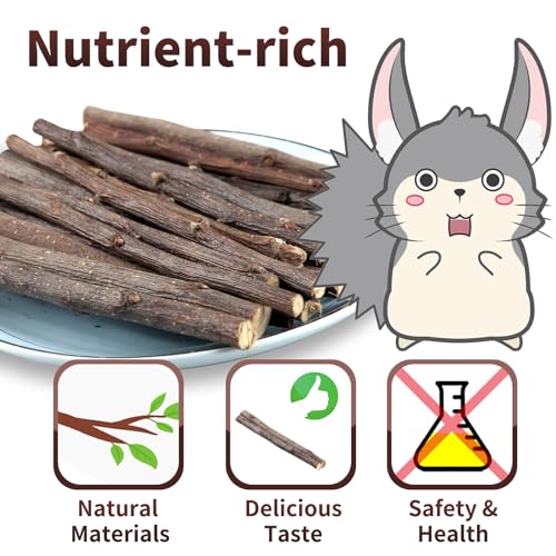 50-60 PCS Natural Rabbit Chew Toys, Treats, Timothy Sticks, Apple Sticks, Sweet Bamboo for Guinea Pig, Hamster - view 4