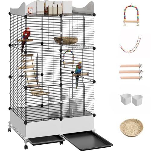 Encrypted Bird Cage Large Bird Cages 57-Inch, Top Storage Space, Bottom Splash Guard with Essential Bird Suppl - view 2