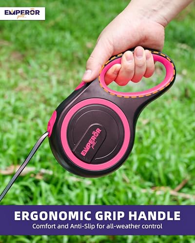 Emperor Pets Pink Heavy Duty Retractable Dog Leash 26 ft – Tangle-Free Nylon Tape, Anti-Slip Grip, Reflective  - view 5