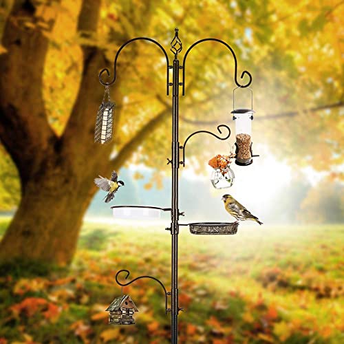 Deluxe Bird Feeding Station Kit With Multi Feeder Hanging Pole, Metal Suet Feeder, Bird Bath, Mesh Tray for At - view 4