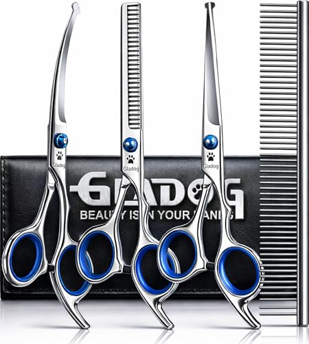 GLADOG Professional 5 in 1 Dog Grooming Scissors Set with Safety Round Tips, Sharp and Heavy-duty Pet Grooming - view 2