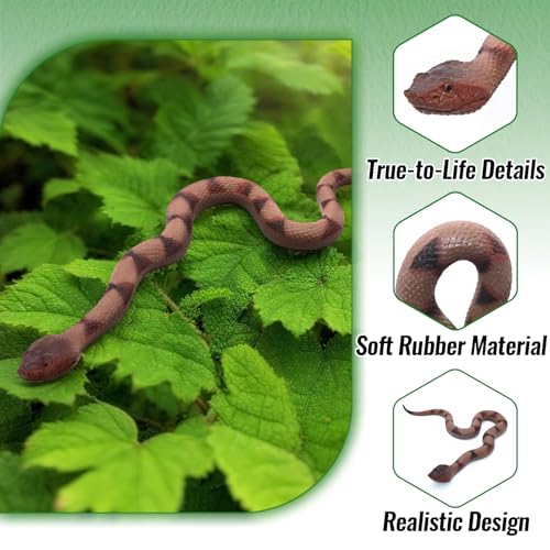 3PCS Rubber Snakes Fake Snake, Realistic Rubber Snake Toy to Keep Birds Away for Garden, Lifelike Plastic Fake - view 6