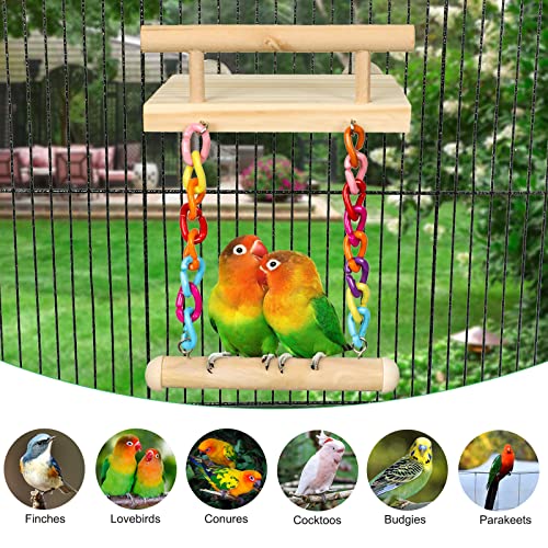 Bird Perches Cage Toys Parrot Wooden Platform Play Gyms Exercise Stands with Acrylic Wood Swing Ferris Wheel C - view 4