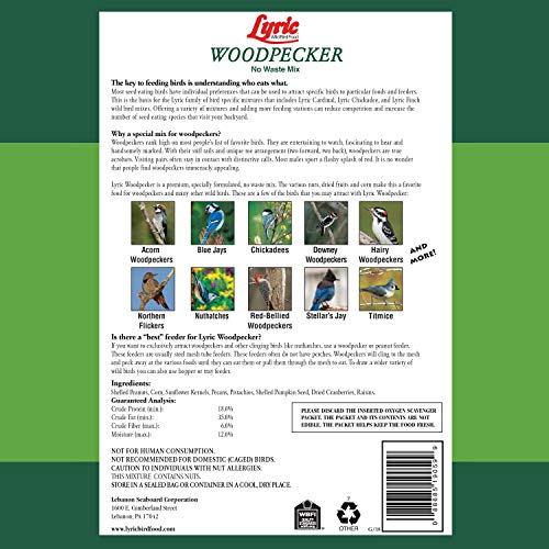 Lyric Woodpecker Wild Bird Seed for Outside Feeders, Shelled, No Waste Bird Seed with Nuts & Dried Fruit, 20 l - view 3