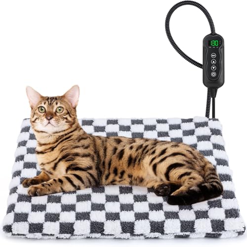 MIXJOY Heated Cat Bed, 11 Adjustable Temperature Cat Heating Pad Indoor with Timer, Pet Heating Pads for Cats  - view 2