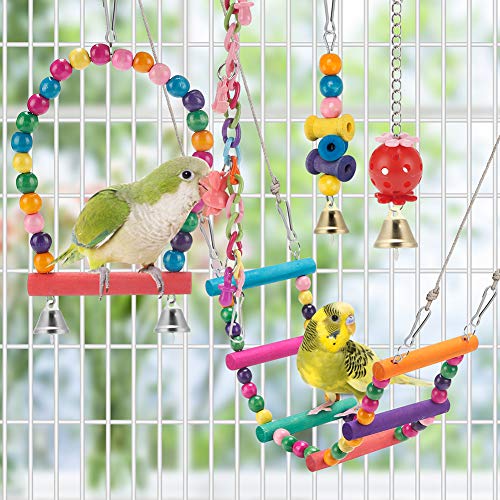 Swing Hanging Standing Chewing Toy Hammock Climbing Ladder, Cage Colorful Toys Suitable for Budgerigar, Parake - view 7