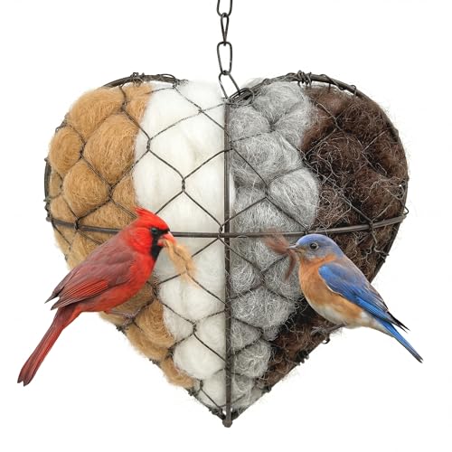 Tiezzi Handmade Alpaca Fiber Bird Nesting Heart, Refillable Bird Nesting Material Holder for Wild Birds & Humm - view 2