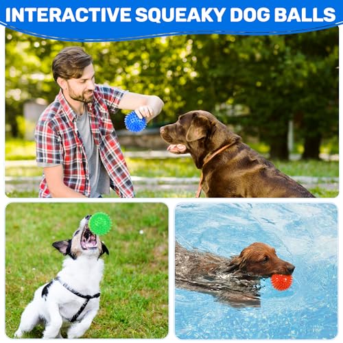 6 Pack 2.5" Light Up Squeaky Dog Balls, Spiky Dog Toy Balls for Puppy Small,Medium Dogs - view 6