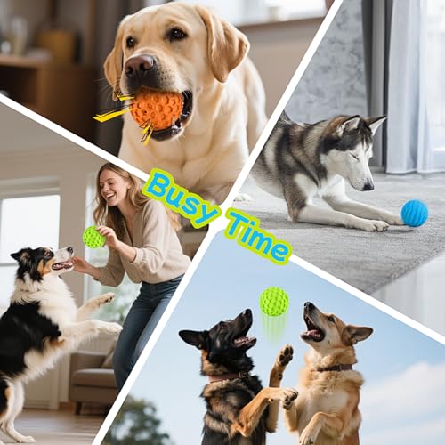 havit Indestructible Squeaky Dog Balls for Aggressive Chewers, Interactive Dog Toys to Keep Them Busy, Rubber  - view 7