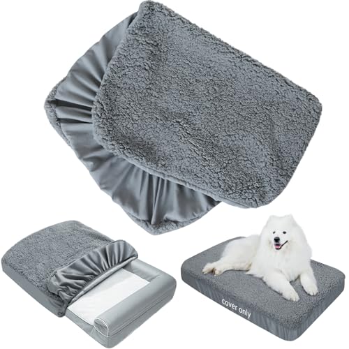 Dog Bed Covers Soft Plush Replacement Washable, Waterproof Pet Bed Liner Grey 36x27 Inches, for Dog/Cat, Cover - view 2