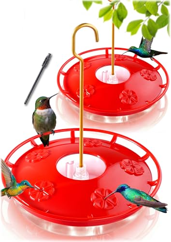 eWonLife 2 Pack Hummingbird Feeders for Outdoors, 16oz Leak-Proof Saucer Humming Bird Feeder with Integrated A - view 2