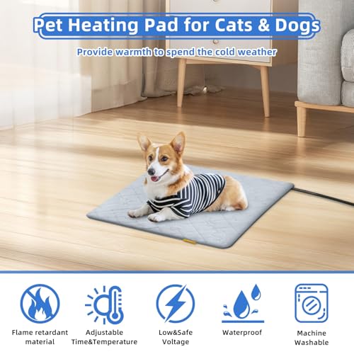 Pet Heating Pad for Cats Dogs Electric Heated Bed Waterproof Warming Mat Indoor Outdoor Chew Resistant Cord Ad - view 7