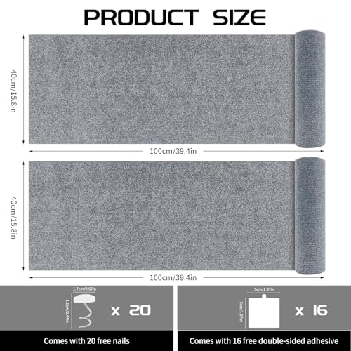 2 Pcs Total 78.8"x15.8" Cat Scratch Mat, Cat Scratch Couch Furniture Protector, Trimmable Self-Adhesive Cats S - view 3