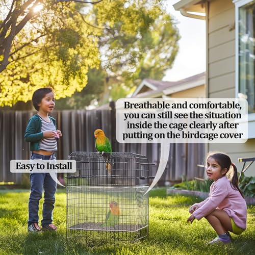 2Pcs Bird Cage Seed Catcher - Black White Bird Cage Cover, Birds Cages Netting Skirt Birds Cages Seed Catcher  - view 7