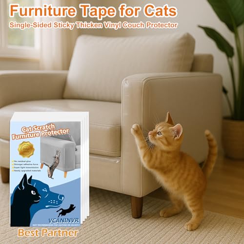 12 Pack Cat Scratch Furniture Protector Anti-Scratch Deterrent Tapes Premium Cat Couch Protector with Strong S - view 3