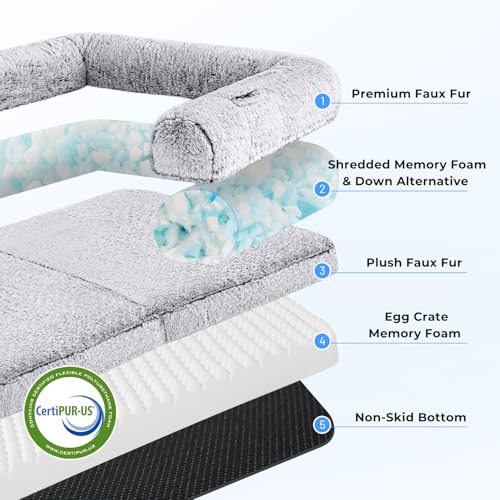 Human Dog Bed for Adult, 2 in 1 Foldable Giant Dog Bed for People Fits Pet Families, Egg Foam Supportive Mat,  - view 4