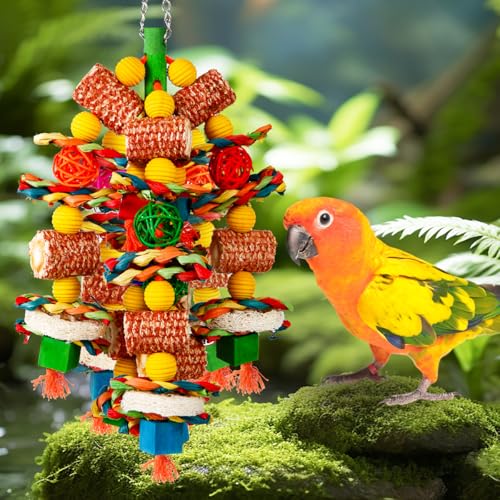 Bird Toys, Parrot Toys for Large Birds,Natural Corn cob and Loofah Slices Bird chew Toys for African Grey Parr - view 4