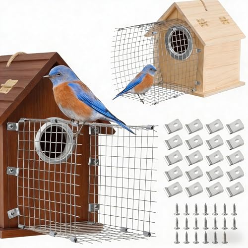 2 Pcs Bluebird House Predator Guards, Stainless Steel Wire Mesh, Silver, 4 x 6 x 6 inches, Protects Eastern Bl - view 2