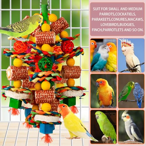 Bird Toys, Parrot Toys for Large Birds,Natural Corn cob and Loofah Slices Bird chew Toys for African Grey Parr - view 5
