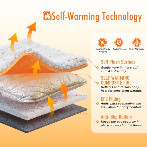Self Warming Cat Bed, Heated Cat Bed, 2.0 Upgraded Thermal Foil Heating Pad, Plush Self-Heating Pet Mat for Cr - view 4