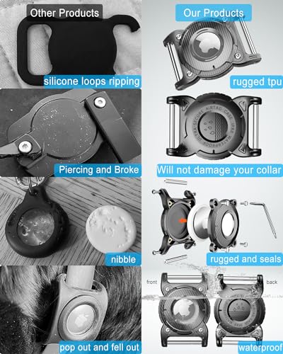 ONEONTA Airtag Dog Collar Holder | Airtag Dog Waterproof - Airtag Holder for Dog Collar with Removable Metal L - view 4