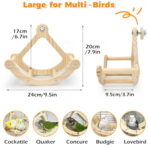 Rocking Bird Toys Perch for Window and Cage, Bird Perch for Wall Suction Mount, Wooden Parrot Toys for Medium  - view 7