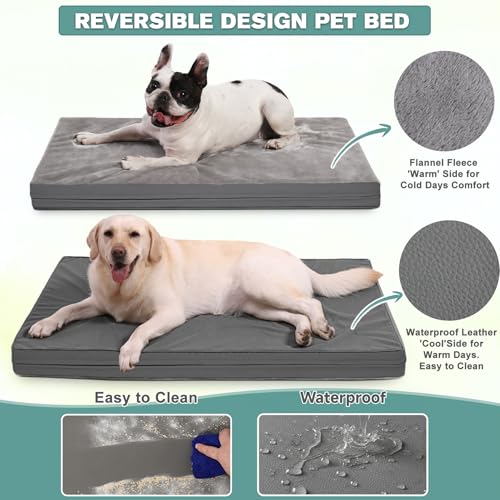 Vonabem Waterproof Dog Bed Large Medium Sized Dogs - Outdoor Orthopedic Crate Pad, Washable Pet Beds Removable - view 3