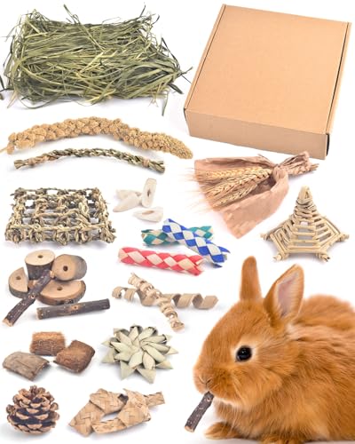 Bissap Rabbit Chew Toy, Natural Bunny Treats Snacks with Timothy Hay Water Grass Mat Coconut Husk Box for Guin - view 6