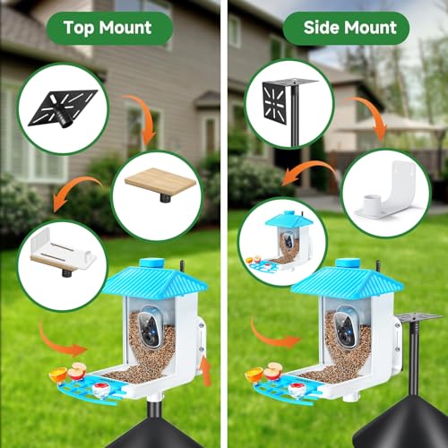 Smart Bird Feeder Pole with Squirrel Baffle & Bath-Heavy Duty Adjustable 3-6.6ft Universal Stand Mount for Bac - view 4