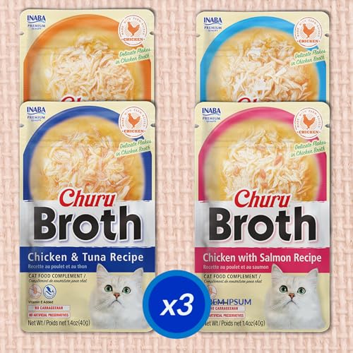 INABA Churu Broth for Cats, Side Dish Pouch, 1.4 Ounces per Pouch, 12 Pouches, Chicken & Seafood Variety - view 7