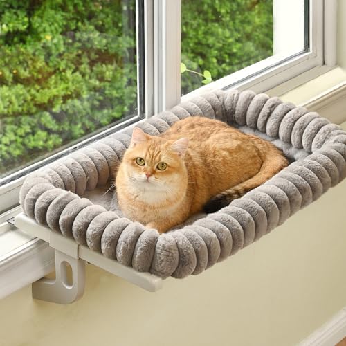 Cloud-Cuddle Cat Window Perch with 4-Sided Bolster, Zipper Design Cushion Window Seat for Window Sill, Sturdy  - view 2