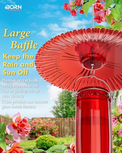 iBorn Hummingbird Feeders Sun Baffle,Ant Proof Moat Shade Cover Combo,for Hanging Bird Feeder for Outdoors Rai - view 7