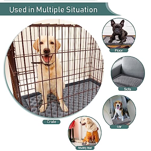 Dog Crate Pad 30x19 inch Gray Memory Foam Dog Bed Mat Small Medium Grey Washable Puppy Sleeping Bed Anti Slip - view 6