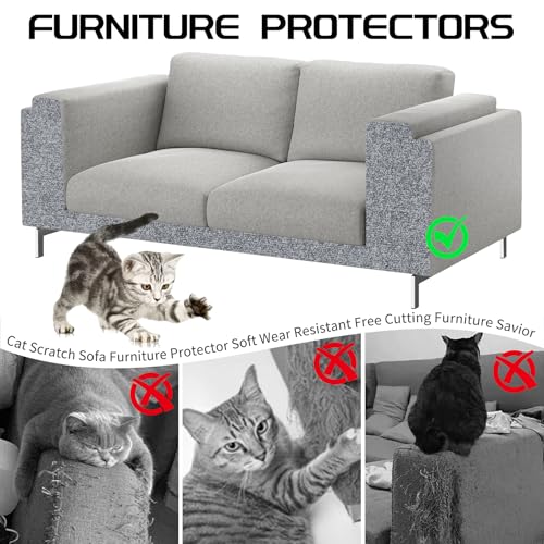 2 Pcs Total 78.8"x15.8" Cat Scratch Mat, Cat Scratch Couch Furniture Protector, Trimmable Self-Adhesive Cats S - view 4