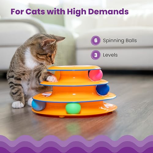 Catstages Tower of Tracks Cat Toy – 3-Level Track Tower with 6 Balls, Interactive Cat Toy for Indoor Enrichmen - view 4