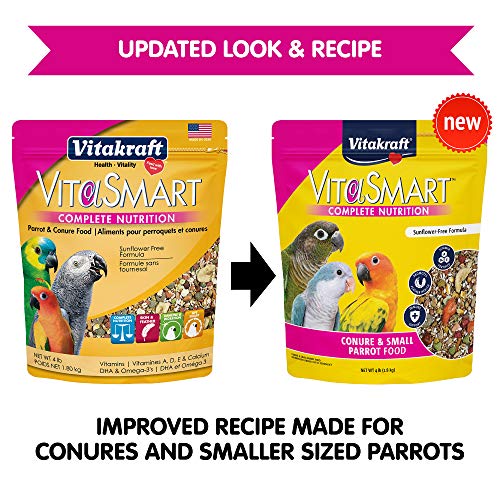 Vitakraft VitaSmart Conure Small Parrot Food 4 Pound Bag Premium Bird Food Mix with Real Vegetables Fruits Gra - view 5