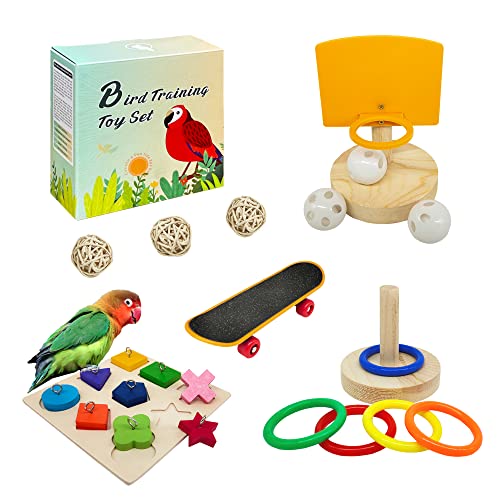 Bird Toys,Parrot Training Toys for Lovebird,Five-Types Parakeet Toys Sets for Conure, Cockatiel,12 PCS Parrot  - view 2