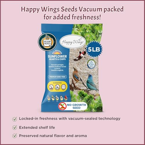 Happy Wings Sunflower Hearts & Chips - Sunflower Kernels and Chips Bird Food - 5 Lb No Mess, No Waste I No Gro - view 4
