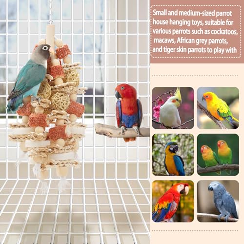 Bird Toys that is 17.5 Inches in Length, Parrot Toy Designed for Chewing Features Natural Corn cob and Loofah  - view 5